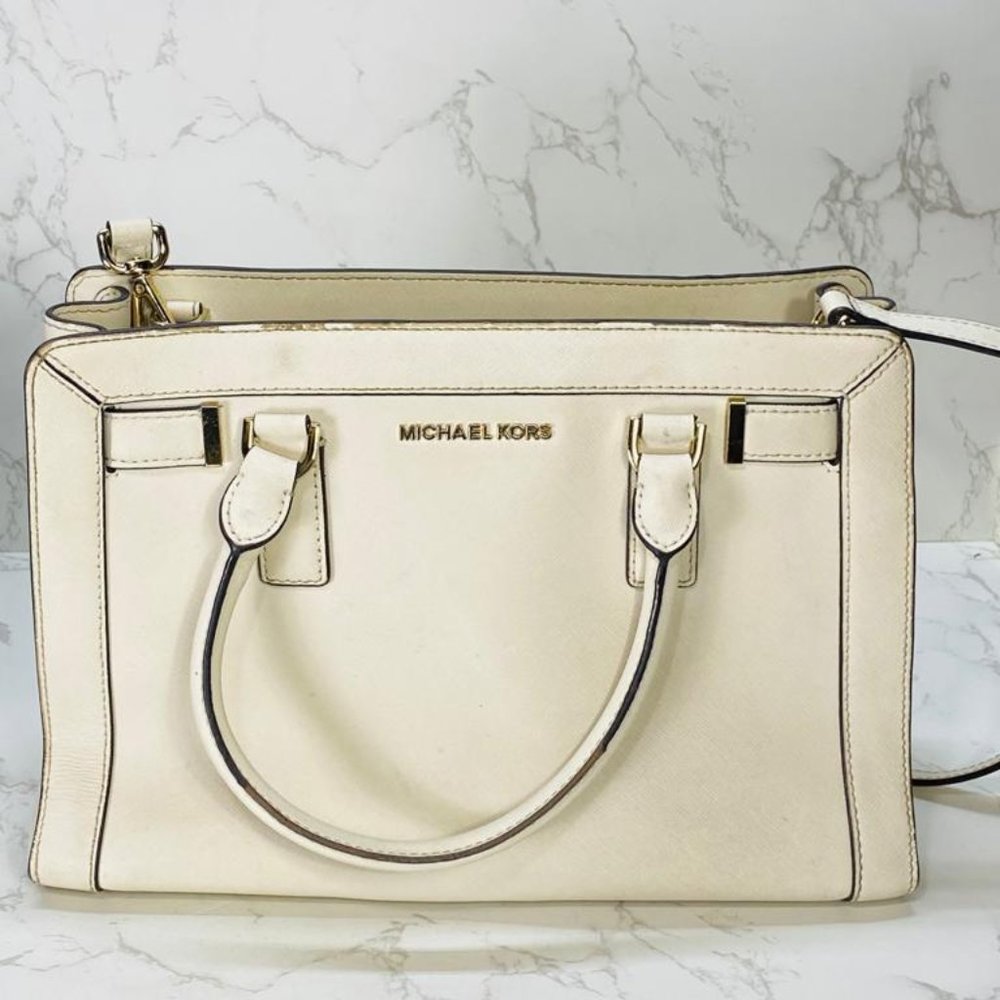Michael Kors Rayne Satchel Medium Top Zip Saffiano Leather Bag